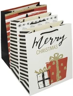 Creative 75150 Dísztasak  deluxe plus l 26x32x12 cm karácsonyi színes matt glitteres sodort füles kép