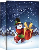 Creative 75292 Dísztasak  special xl 33x45x16 cm karácsonyi hóemberes színes fényes szalagfüles kép