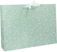 Creative 77666 Dísztasak  deluxe plus m 23x18x10 cm fekvő fagyöngy matt világoszöld sodort füles masnival kép