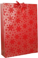 Creative 77672 Dísztasak  deluxe plus xl 45x33x10 cm karácsonyi csillagos matt piros sodort füles masnival kép