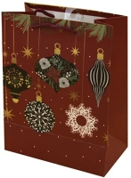 Creative VD-A-NL-001 Dísztasak  luxury m 18x23x10 cm karácsonyi piros mintás matt zsinórfüles kép