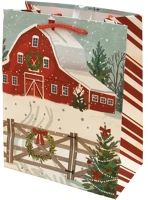 Creative VD-A-NL-015 Dísztasak  luxury m 18x23x10 cm karácsonyi csíkos mintás matt zsinórfüles kép