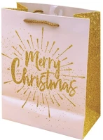 Creative VD-C-NL-018 Dísztasak  luxury xl 31x42x12 cm karácsonyi arany mintás matt glitteres zsinórfüles kép