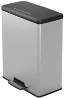 Curver 60607 Szemetes kuka pedálos fémhatású műanyag 70 liter literes fekete/ezüst kép