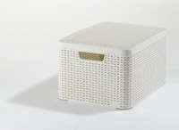 Curver COR_CSCR30B Rattan hatású kosár tetővel, 30l, törtfehér,  