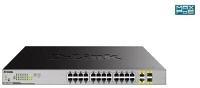 D-link DGS-1026MP 24-port desktop gigabit poe + 2ge combo switch total poe budget: 370w kép