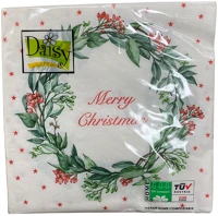 Daisy DA503XSZHTSD_GW_021201 karácsonyi szalvéta 3 rétegű, 33x33cm, 1/4 hajtás, 20db/csg fehér kép