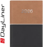 Dayliner DL6AG-CRFA5NA-BF Határidőnapló contrast a5 napi, fehér lapokkal barna-fekete  2026. kép