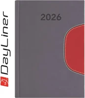 Dayliner DL6AG-MEFB6HE-SP Határidőnapló memphis b6 heti, fehér lapokkal szürke-piros  2026. kép