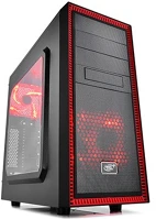 Deepcool SW RD Számítógépház - tesseract sw red (fekete-piros, ablakos, 2x12cm, atx, matx, 1xusb3.0, 1xusb2.0) kép