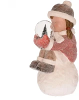 Dekorációs termékek DD62729 gyermek figura, hógolyón ülő kislány, LED világítás, kerámia kép