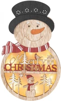 Dekorációs termékek KLW 21 S ajtódísz, ablakdísz, fa, hóember forma, 4 db LED, lézervágott kép