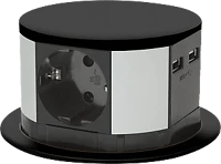 Delight 20433BK Rejtett elosztó 3-as, usb, fekete (20433bk) kép