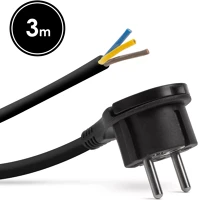 Delight 1,5 MM2 - FEKETE Hálózati szerelhető tápkábel dugóval  - műanyag füllel - 3 m kép