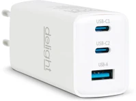 Delight 55042 Hálózati adapter - usb-a 20w + type-c pd45w gyorstöltéssel - fehér kép