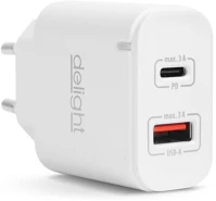 Delight TYPEC +USB3.0 Adapter - typec +usb3.0 - gyorstöltő, pd20w - fehér kép