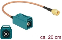 Delock 0.2M RÉZ RG-316 Fakra z -> rp-sma f/m antenna kábel 0.2m réz rg-316 kép