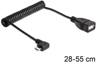 Delock 0.55M Usb-b 2.0 micro -> usb-a 2.0 m/f adatkábel 0.55m fekete flexibilis kép