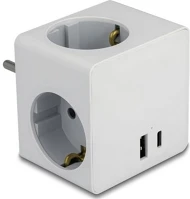 Delock 11501 csatlakozót tartalmazó kocka, három irányú gyerekzárral és usb kép
