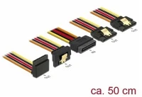 Delock 1+1DB 90 sata power 15pin -> 4db sata power 15pin m/f tápkábel 0.5m 2db egyenes kép