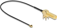 Delock 12036 Antenna kábel rp-sma 90  pcb anya válaszfali csatlakozóval apa i-pex inc., mhf  i-dugó 1.13 25 cm menethossz 15 m kép