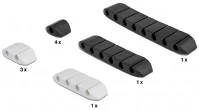 Delock 18400 Kábeltartó, trapéz alakú, öntapadó, kombinált készlet, 10 darab fekete / fehér kép
