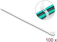 Delock 18642 Újrahasználható kábelkötegelő h 200 x sz 4,8 mm 100 db. fehér kép