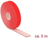 Delock 18723 Hurkolható rögzítők, 5 m x 20 mm (h x sz) tekercs, piros kép
