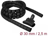 Delock 18838 Spirális kábelburkolat behúzó eszközzel 2,5 m x 30 mm fekete kép