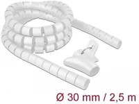 Delock 18842 Spirális kábelburkolat behúzó eszközzel 2,5 m x 30 mm fehér kép