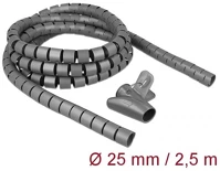 Delock 18845 Spirális kábelburkolat behúzó eszközzel 2,5 m x 25 mm szürke kép