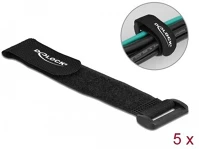 Delock 19531 Befűzős kábelkötegelő tépőzárral hossza 190 mm, szélessége 25 mm, 5 db. fekete kép