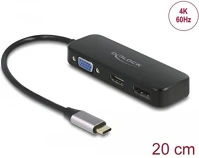 Delock 2.0 VGA M/F Usb-c / thunderbolt -> displayport 1.2 hdmi 2.0 vga m/f adapter 0.2m fekete kép