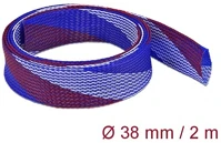 Delock 20756 Fonott kábelharisnya nyújtható 2 m x 38 mm kék-piros-fehér kép