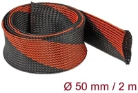 Delock 20758 Fonott kábelharisnya nyújtható 2 m x 50 mm fekete-piros kép