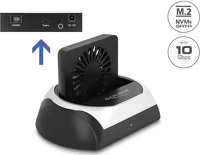 Delock 2.5 / 3.5 Usb 10 gbps dokkoló állomás 2.5  / 3.5  sata hdd / ssd vagy m.2 nvme pcie, illetve sata ssd ventillátorral kép