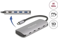 Delock 3.0 90 7 portos usb 10 gbps hub és 4k hdmi kimenet usb type-c  csatlakozóval és pd kép