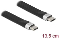 Delock 3.2 GEN2 -&GT Lapos usb-c 3.2 gen2 -> usb-c 3.2 gen2 m/m adatkábel 0.13m fekete pd 3a e-marker kép