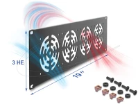 Delock 4043619674176 takaró 4 ventilátor számára 92 x 92 mm méretű 3u sötétszürke kép