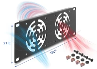 Delock 4043619674329 takaró 2 ventilátor számára 80 x 80 mm méretű 2u sötétszürke kép