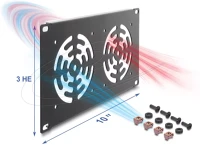 Delock 4043619674336 takaró 3 ventilátor számára 92 x 92 mm méretű 3u sötétszürke kép