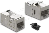 Delock 4043619907571 keystone modul csatoló rj45 aljzat   rj45 aljzat cat.6a, fém reteszeléssel kép