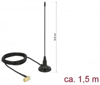 Delock 480 MHZ antenna sma-dugó 2,5 dbi irányítatlan, rögzített, mágneses talppal és csatlakozók kép