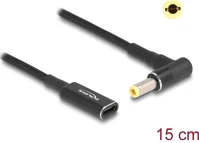 Delock 60040 Usb-c -> dc 5,5 x 2,5mm f/m töltőkábel 0.15m fekete egyenes/90° kép