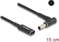Delock 60042 usb-c -> dc 5,5 x 3,0mm f/m töltőkábel 0.15m fekete egyenes/90 kép