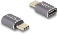 Delock PORTKÍMÉLŐVEL 8K 60 HZ FÉM Usb adapter 40 gbps usb type-c pd 3.0 100 w csatlakozódugóval - csatlakozóhüvellyel, portkímélővel 8k 60 hz fém