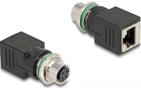 Delock 60060 M12 4pin d-code -> rj45 cat5e utp f/f adapter fekete kép