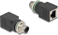 Delock 60063 M12 8pin a-code -> rj45 cat6a utp m/f adapter fekete kép