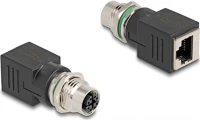 Delock 60064 M12 8pin x-code -> rj45 cat6a utp f/f adapter fekete kép