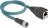 Delock 60068 M12 8pin a-code -> rj45 cat6a utp f/f adatkábel 0.5m kék kép